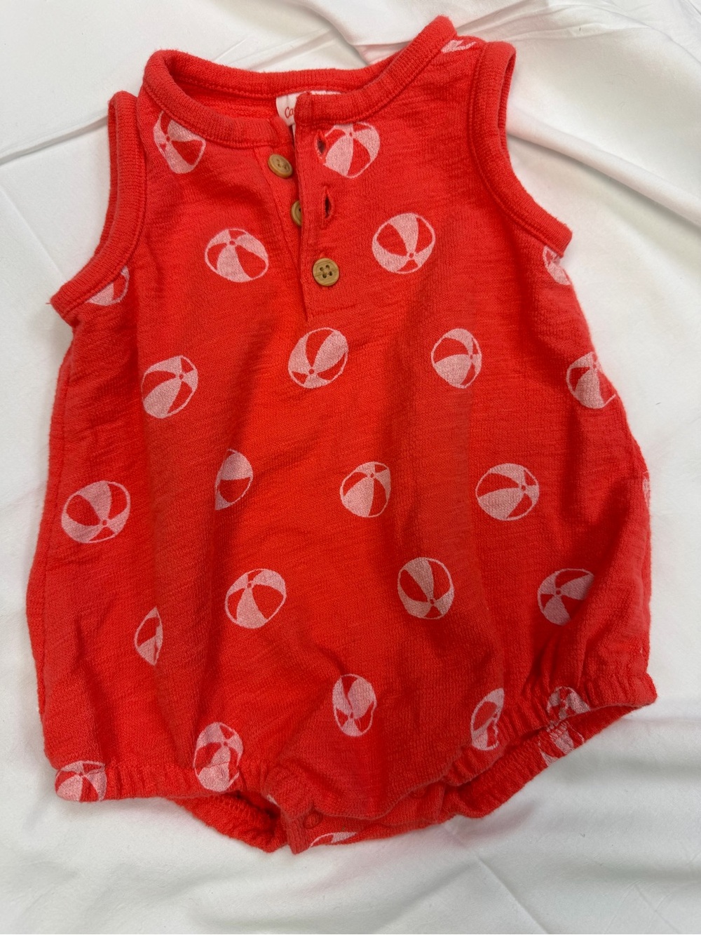 Cat & Jack Red Sleeveless Baby Romper with Beach Ball Motif